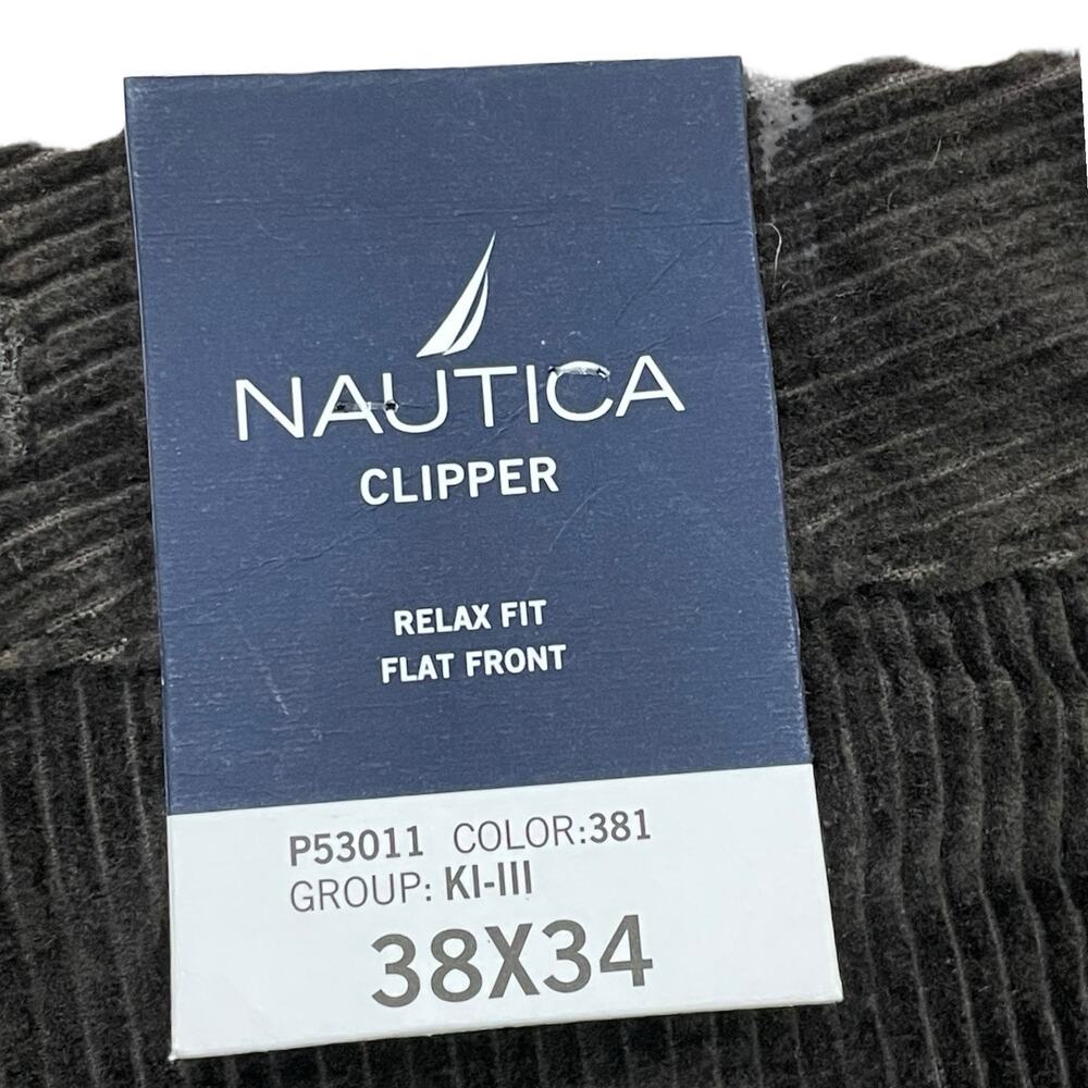 NWT Nautica Clipper Corduroy Men’s 38 W X 34L Dress Pants Casual Relax Fit Flat - Picture 2 of 10